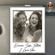 Gift For Bestie,Gift For Sisters,Happy - Custom Photo Besties Gray Scale Right In The Throat - Personalized Custom Shaped Acrylic Car Visor Clip