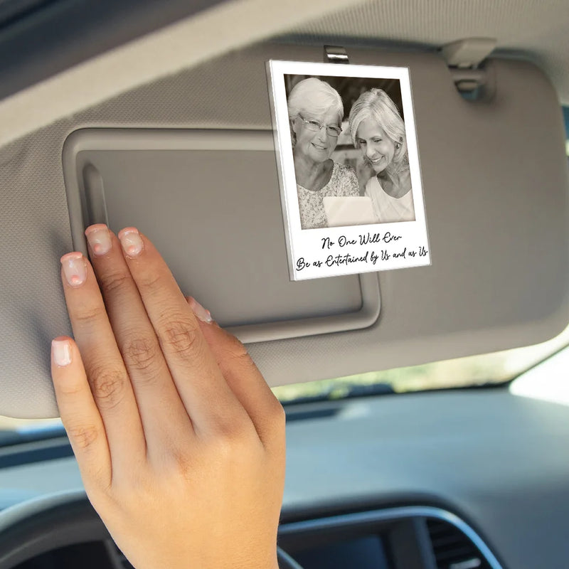 Gift For Bestie,Gift For Sisters,Happy - Custom Photo Besties Gray Scale Right In The Throat - Personalized Custom Shaped Acrylic Car Visor Clip