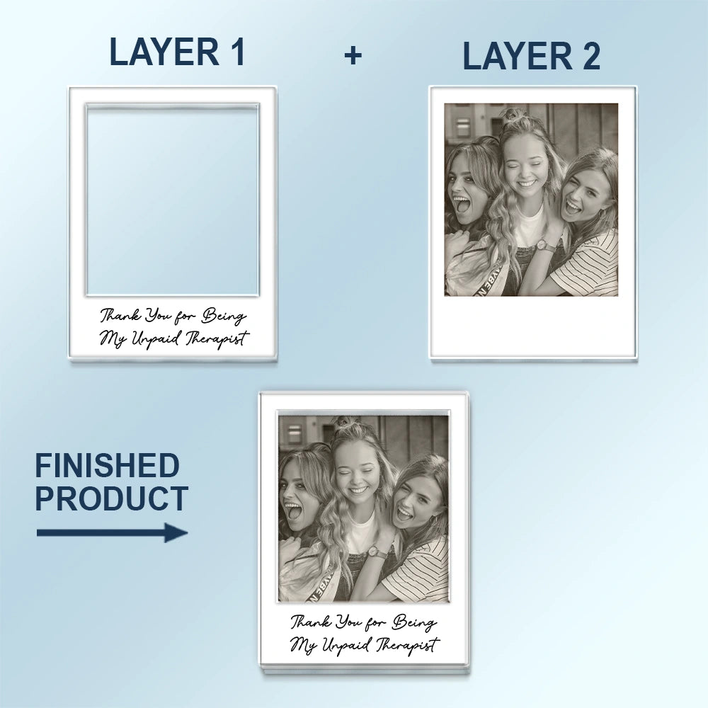 Gift For Bestie,Gift For Sisters,Happy - Custom Photo Besties Gray Scale Right In The Throat - Personalized Custom Shaped Acrylic Car Visor Clip