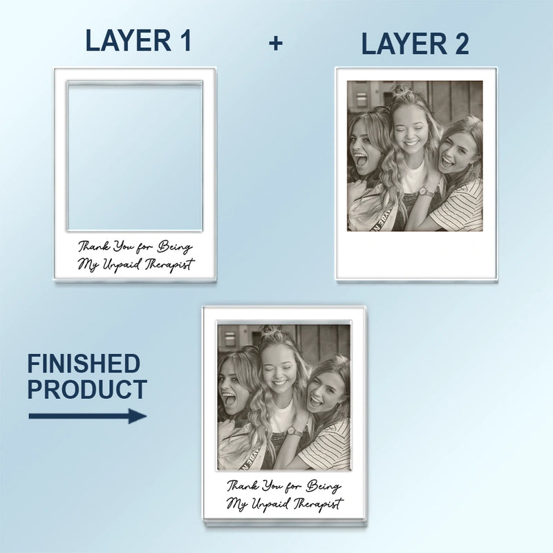 Gift For Bestie,Gift For Sisters,Happy - Custom Photo Besties Gray Scale Right In The Throat - Personalized Custom Shaped Acrylic Car Visor Clip