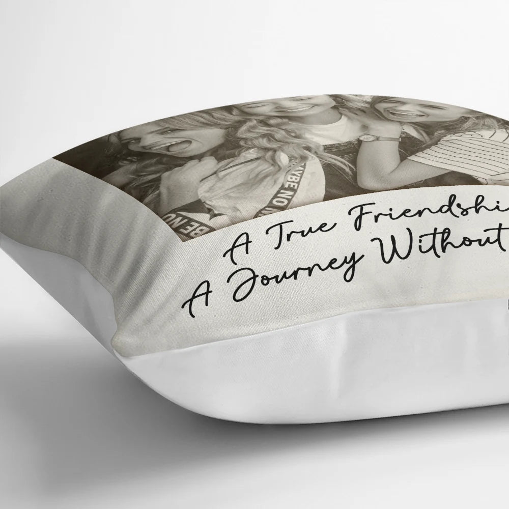 Gift For Bestie,Gift For Sisters,Happy,Custom Photo,Old Best friends - Custom Photo Besties Gray Scale Right In The Throat - Personalized Pillow