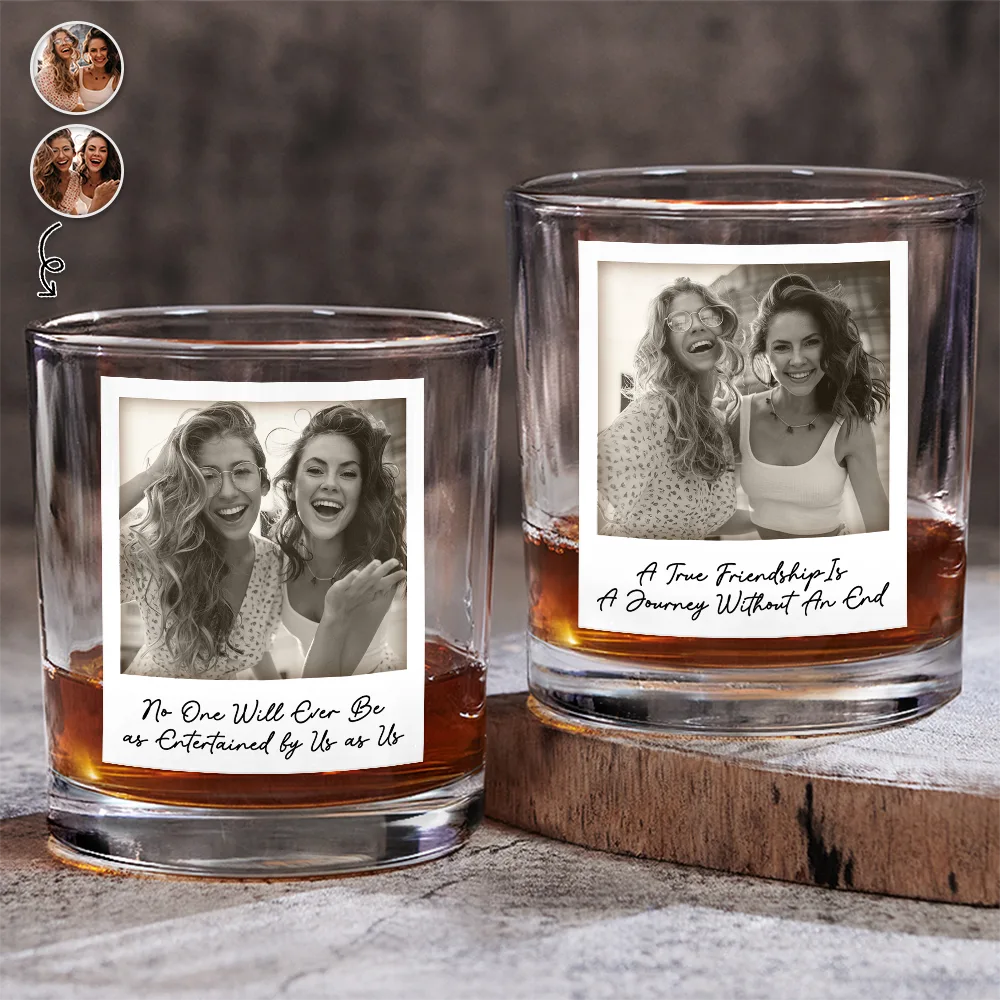 Custom Photo Besties Gray Scale Right In The Throat - Personalized Whiskey Glass