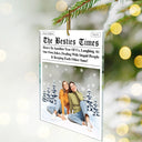 Christmas,Gift For Bestie,Happy,Custom Photo,Gift For Sisters - Custom Photo Besties Here's To Another Year Of Us - Personalized Custom Shaped Acrylic Ornament