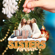 Christmas,Gift For Bestie,Gift For Sisters,Gift For Brothers,Gift For Sibling,Happy,Cousin,Family - Custom Photo Besties Sisters Family Forever Christmas Gingerbread - Personalized Custom Shaped Acrylic Ornament