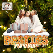 Christmas,Gift For Bestie,Gift For Sisters,Gift For Brothers,Gift For Sibling,Happy,Cousin,Family - Custom Photo Besties Sisters Family Forever Christmas Gingerbread - Personalized Custom Shaped Acrylic Ornament