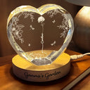 Gift For Grandma,Gift For Mother,Gift For Wife,Happy - Custom Photo Birth Flower Grandma's Garden - Personalized Crystal Heart Shaped Lamp