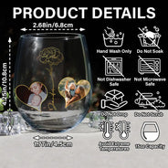 Gift For Daughter,Mom,Daughters - Custom Photo Birth Flower Watching You Be A Mom - Personalized Stemless Wine Glass
