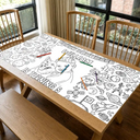 Art Design,Playful,Back To School,Gift For Kids,Photo - Outline Sketch,Icon - Custom Photo Birthday Boy Girl Outline Sketch - Personalized Coloring Tablecloth