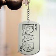 Gift For Husband,Gift For Yourself,Gift For Men,Gift For Father,Non-Eng,Photo - Pencil Sketch (Bold),Proud - Custom Photo Bold Sketch Best Dad Ever - Personalized Aluminum Keychain