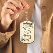 Gift For Husband,Gift For Yourself,Gift For Men,Gift For Father,Non-Eng,Photo - Pencil Sketch (Bold),Proud - Custom Photo Bold Sketch Best Dad Ever - Personalized Aluminum Keychain