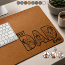 Gift For Husband,Gift For Yourself,Gift For Men,Gift For Father,Non-Eng,Photo - Pencil Sketch (Bold),Cozy - Custom Photo Bold Sketch Best Dad Ever - Personalized Leather Desk Mat