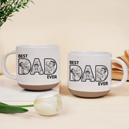 Gift For Husband,Gift For Yourself,Gift For Men,Gift For Father,Non-Eng,Photo - Pencil Sketch (Bold),Proud - Custom Photo Bold Sketch Best Dad Ever - Personalized Pottery Mug