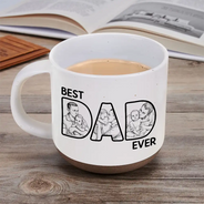 Gift For Husband,Gift For Yourself,Gift For Men,Gift For Father,Non-Eng,Photo - Pencil Sketch (Bold),Proud - Custom Photo Bold Sketch Best Dad Ever - Personalized Pottery Mug