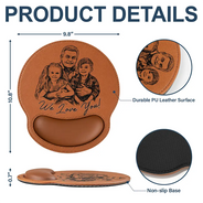 Gift For Husband,Gift For Grandpa,Gift For Father,Dad - Children,Grandpa - Grandkids,Top Market,Non-Eng,Photo - Pencil Sketch (Bold),Sentimental - Custom Photo Bold Sketch Best Dad Papa Ever - Personalized Leather Mouse Pad