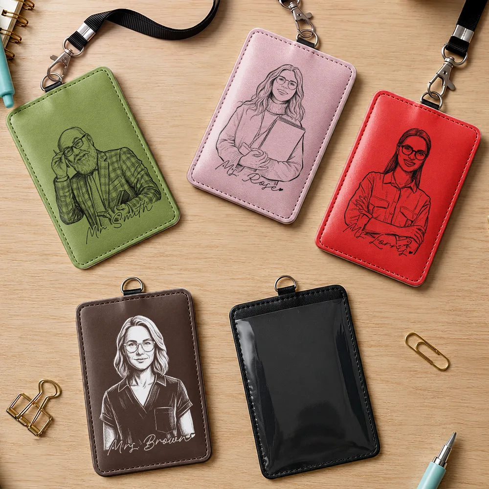 Art Design,Teacher,Confident,Back To School,Photo - Pencil Sketch - Bold - Custom Photo Bold Sketch Best Teacher Ever - Personalized Badge Holder