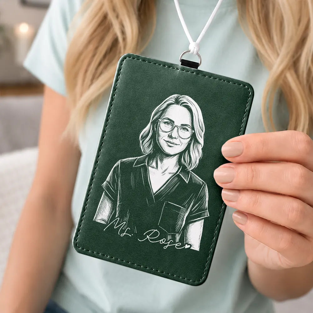Art Design,Teacher,Confident,Back To School,Photo - Pencil Sketch - Bold - Custom Photo Bold Sketch Best Teacher Ever - Personalized Badge Holder