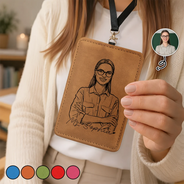 Art Design,Teacher,Confident,Back To School,Photo - Pencil Sketch - Bold - Custom Photo Bold Sketch Best Teacher Ever - Personalized Badge Holder