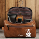Custom Photo,Beach,Art Design,Summer,Pet Lovers,Playful,Photo - Pencil Sketch - Bold - Custom Photo Bold Sketch Besties Family Pet Funny Portrait - Personalized Leather Toiletry Bag