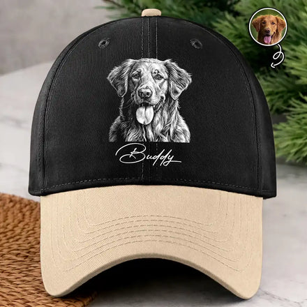 Custom Photo Bold Sketch Besties Family Pet Funny Portrait - Personalized Two Tone Cap