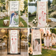 Custom Photo, Art Design, Gift For Couples, Wedding, Romantic, Photo - Pencil Sketch - Bold - Custom Photo Bold Sketch Couples Wedding Engaged Bachelor Party - Personalized Vertical Banner