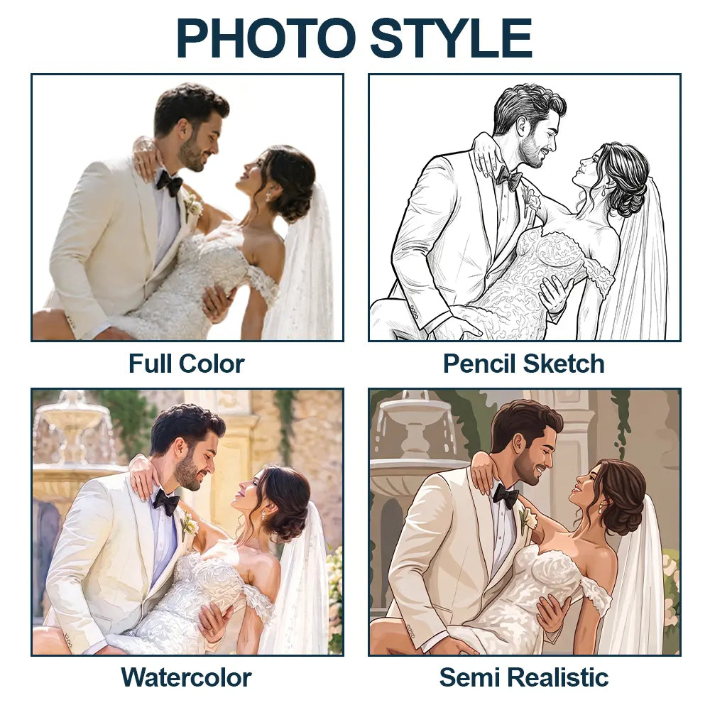 Custom Photo, Art Design, Gift For Couples, Wedding, Romantic, Photo - Pencil Sketch - Bold - Custom Photo Bold Sketch Couples Wedding Engaged Bachelor Party - Personalized Vertical Banner