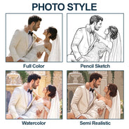 Custom Photo, Art Design, Gift For Couples, Wedding, Romantic, Photo - Pencil Sketch - Bold - Custom Photo Bold Sketch Couples Wedding Engaged Bachelor Party - Personalized Vertical Banner