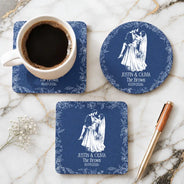 Art Design,Custom Photo,Romantic,Gift For Couples,Wedding,Photo - Pencil Sketch - Bold - Custom Photo Bold Sketch Couples Wedding Engaged Bachelor Party - Personalized Cork Coaster