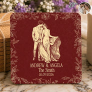Art Design,Custom Photo,Romantic,Gift For Couples,Wedding,Photo - Pencil Sketch - Bold - Custom Photo Bold Sketch Couples Wedding Engaged Bachelor Party - Personalized Cork Coaster