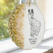 Art Design,Custom Photo,Romantic,Gift For Couples,Wedding,Photo - Pencil Sketch - Bold - Custom Photo Bold Sketch Couples Wedding Engaged Bachelor Party - Personalized Resin Ornament