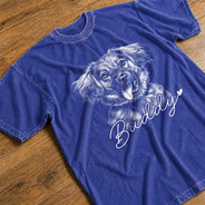 Custom Photo,Art Design,Pet Lovers,Playful,Photo - Pencil Sketch - Bold - Custom Photo Bold Sketch Dog Cat Pet - Personalized Vintage Washed T Shirt