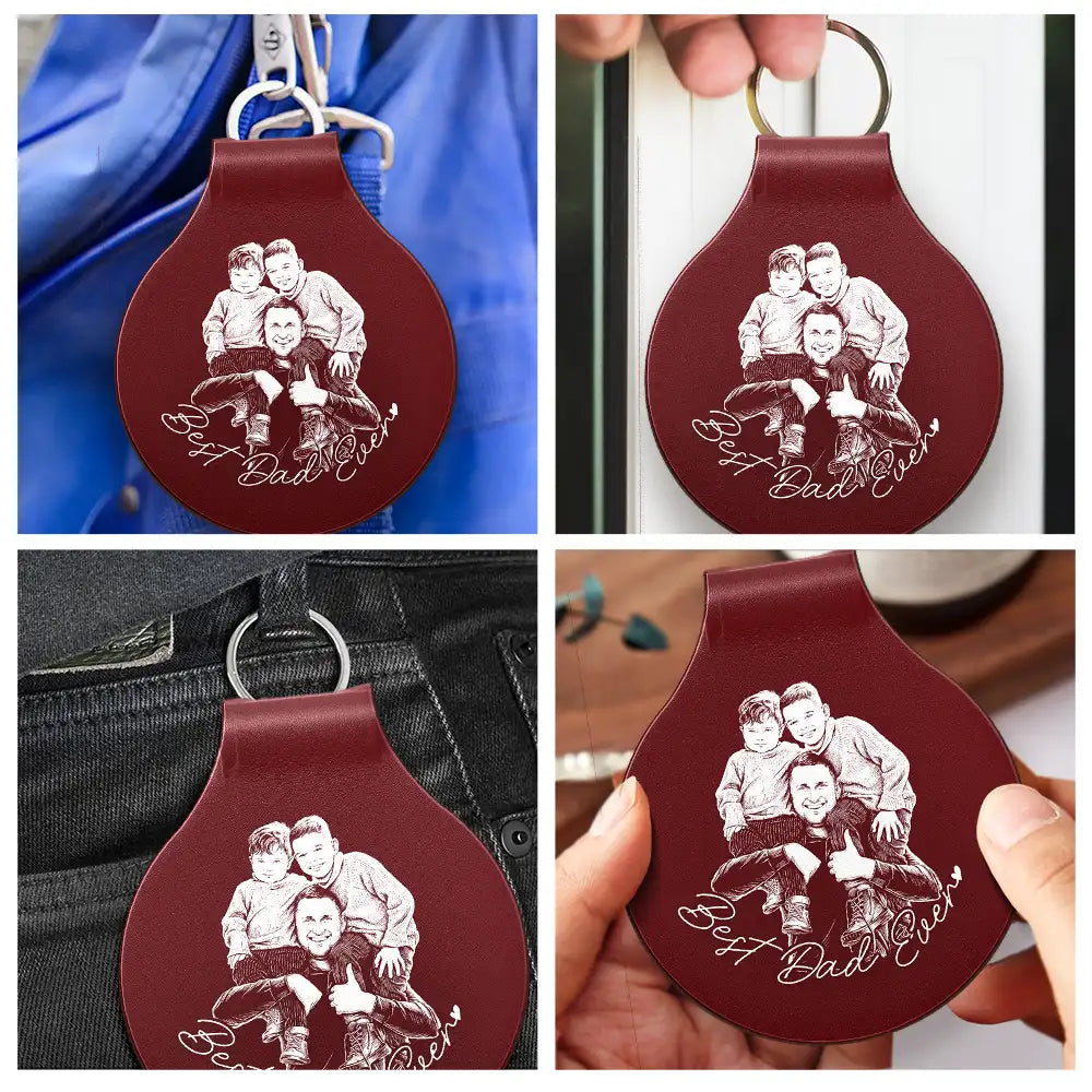 Family,Gift For Father,Gift For Bestie,Gift For Brothers,Gift For Sibling,Gift For Grandpa,Gift For Husband,Gift For Women,LGBT,Non-Eng,Photo - Pencil Sketch (Bold),Cozy - Custom Photo Bold Sketch Family Besties Dog Cat Portrait - Personalized Custom Shaped Leather Keychain