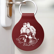 Family,Gift For Father,Gift For Bestie,Gift For Brothers,Gift For Sibling,Gift For Grandpa,Gift For Husband,Gift For Women,LGBT,Non-Eng,Photo - Pencil Sketch (Bold),Cozy - Custom Photo Bold Sketch Family Besties Dog Cat Portrait - Personalized Custom Shaped Leather Keychain