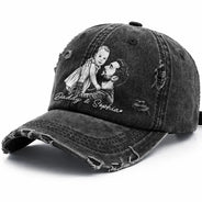 Gift For Father,Custom Photo,Art Design,Adorable,Photo - Pencil Sketch - Bold - Custom Photo Bold Sketch Family Dog Cat Portrait - Personalized Distressed Cap