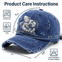 Gift For Father,Custom Photo,Art Design,Adorable,Photo - Pencil Sketch - Bold - Custom Photo Bold Sketch Family Dog Cat Portrait - Personalized Distressed Cap