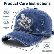 Gift For Father,Custom Photo,Art Design,Adorable,Photo - Pencil Sketch - Bold - Custom Photo Bold Sketch Family Dog Cat Portrait - Personalized Distressed Cap