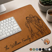 Custom Photo,Art Design,Top Market,Family,Sentimental,Photo - Pencil Sketch - Bold - Custom Photo Bold Sketch Family Where Life Begins - Personalized Leather Desk Mat