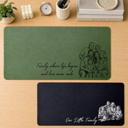 Custom Photo,Art Design,Top Market,Family,Sentimental,Photo - Pencil Sketch - Bold - Custom Photo Bold Sketch Family Where Life Begins - Personalized Leather Desk Mat