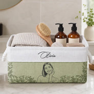 Gift For Yourself, Gift For Women, Custom Photo, Art Design, Confident, Photo - Pencil Sketch - Bold - Custom Photo Bold Sketch For Woman Wife Mom Couple Family Bestie - Personalized Storage Basket