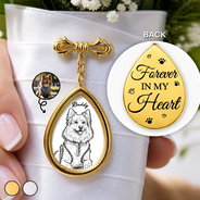 Art Design, Custom Photo, Sympathetic, Gift For Yourself, Wedding, Photo - Pencil Sketch - Bold - Custom Photo Bold Sketch Forever In My Heart Memorial Portrait - Personalized Teardrop Pin