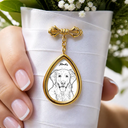 Art Design, Custom Photo, Sympathetic, Gift For Yourself, Wedding, Photo - Pencil Sketch - Bold - Custom Photo Bold Sketch Forever In My Heart Memorial Portrait - Personalized Teardrop Pin