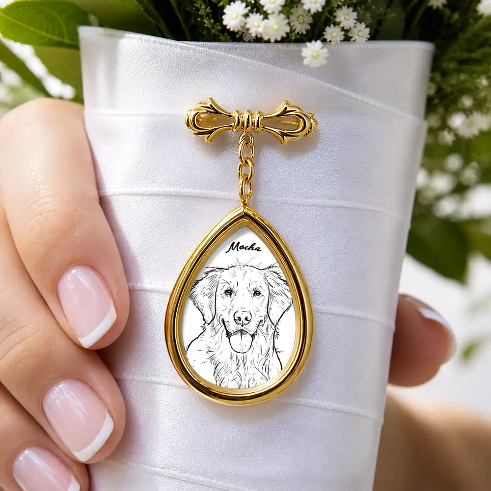 Art Design, Custom Photo, Sympathetic, Gift For Yourself, Wedding, Photo - Pencil Sketch - Bold - Custom Photo Bold Sketch Forever In My Heart Memorial Portrait - Personalized Teardrop Pin