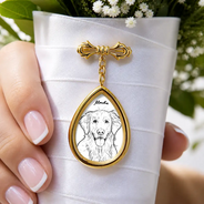 Art Design, Custom Photo, Sympathetic, Gift For Yourself, Wedding, Photo - Pencil Sketch - Bold - Custom Photo Bold Sketch Forever In My Heart Memorial Portrait - Personalized Teardrop Pin