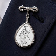 Art Design, Custom Photo, Sympathetic, Gift For Yourself, Wedding, Photo - Pencil Sketch - Bold - Custom Photo Bold Sketch Forever In My Heart Memorial Portrait - Personalized Teardrop Pin