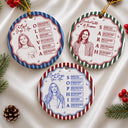 Art Design,Christian,Gift For Children,Christmas,Inspirational,Gift For Daughter,Photo - Pencil Sketch - Bold - Custom Photo Bold Sketch God Says I Am Striped Pattern For Daughters Sisters Besties - Personalized Circle Ceramic Ornament