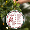 Art Design,Christian,Gift For Children,Christmas,Inspirational,Gift For Daughter,Photo - Pencil Sketch - Bold - Custom Photo Bold Sketch God Says I Am Striped Pattern For Daughters Sisters Besties - Personalized Circle Ceramic Ornament