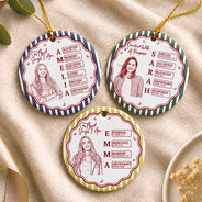 Art Design,Christian,Gift For Children,Christmas,Inspirational,Gift For Daughter,Photo - Pencil Sketch - Bold - Custom Photo Bold Sketch God Says I Am Striped Pattern For Daughters Sisters Besties - Personalized Circle Ceramic Ornament