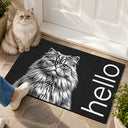 Art Design,Pet Lovers,Photo - Pencil Sketch - Bold,Happy - Custom Photo Bold Sketch Hello Welcome Lovely Pet Portrait - Personalized Doormat