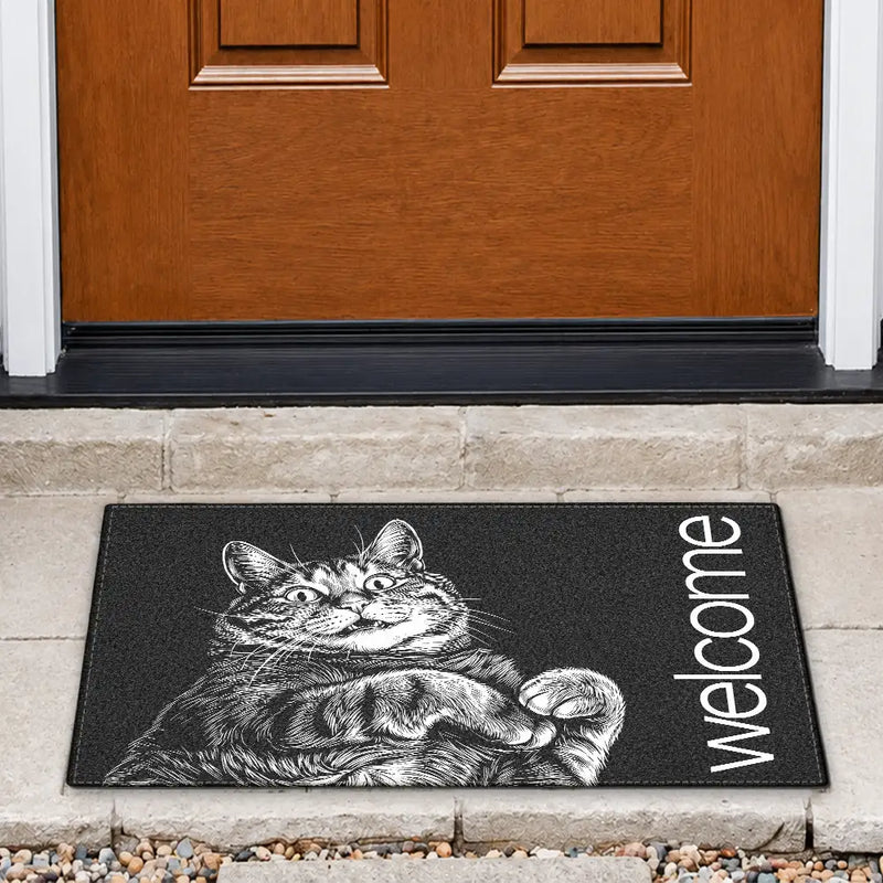 Art Design,Pet Lovers,Photo - Pencil Sketch - Bold,Happy - Custom Photo Bold Sketch Hello Welcome Lovely Pet Portrait - Personalized Doormat