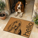 Art Design,Pet Lovers,Photo - Pencil Sketch - Bold,Happy - Custom Photo Bold Sketch Hello Welcome Lovely Pet Portrait - Personalized Doormat