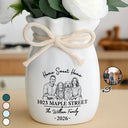 Art Design,New House,Cozy,Family,Photo - Pencil Sketch - Bold - Custom Photo Bold Sketch Home Sweet Home New House - Personalized Ribbon Tie Flower Vase